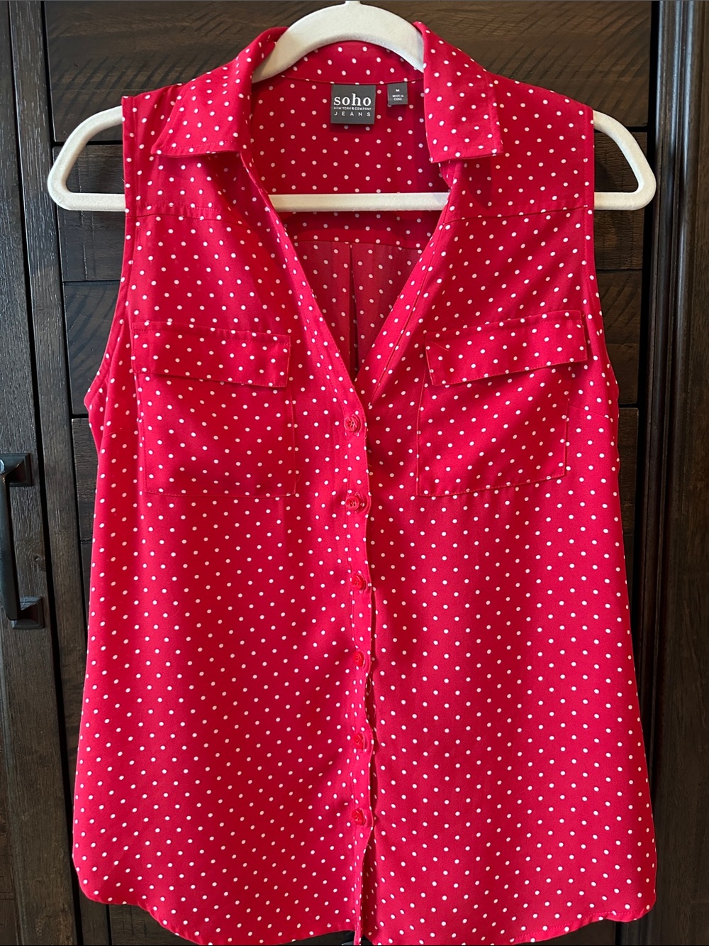 Soho Pink Polka Dot Sleeveless Button-Front Camisole